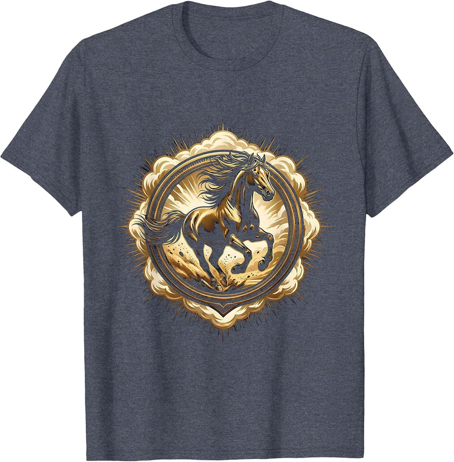 Wild Horse Galloping Desert Dust Freedom Long Sleeve T-Shirt - Heather Blue