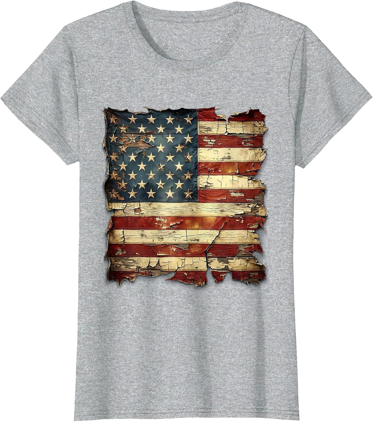 Patriotic Flexing Arm Flag Tattoo Sleeve Graphic T-Shirt - Heather Grey