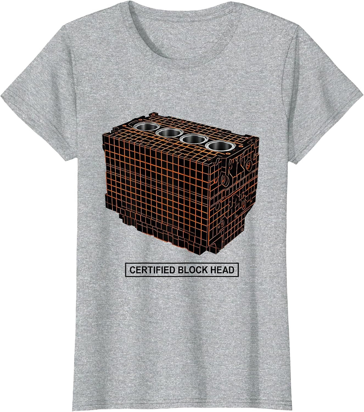 Certified Block Head Funny Mechanic Engine Block Garage Gift T-Shirt - Heather Grey