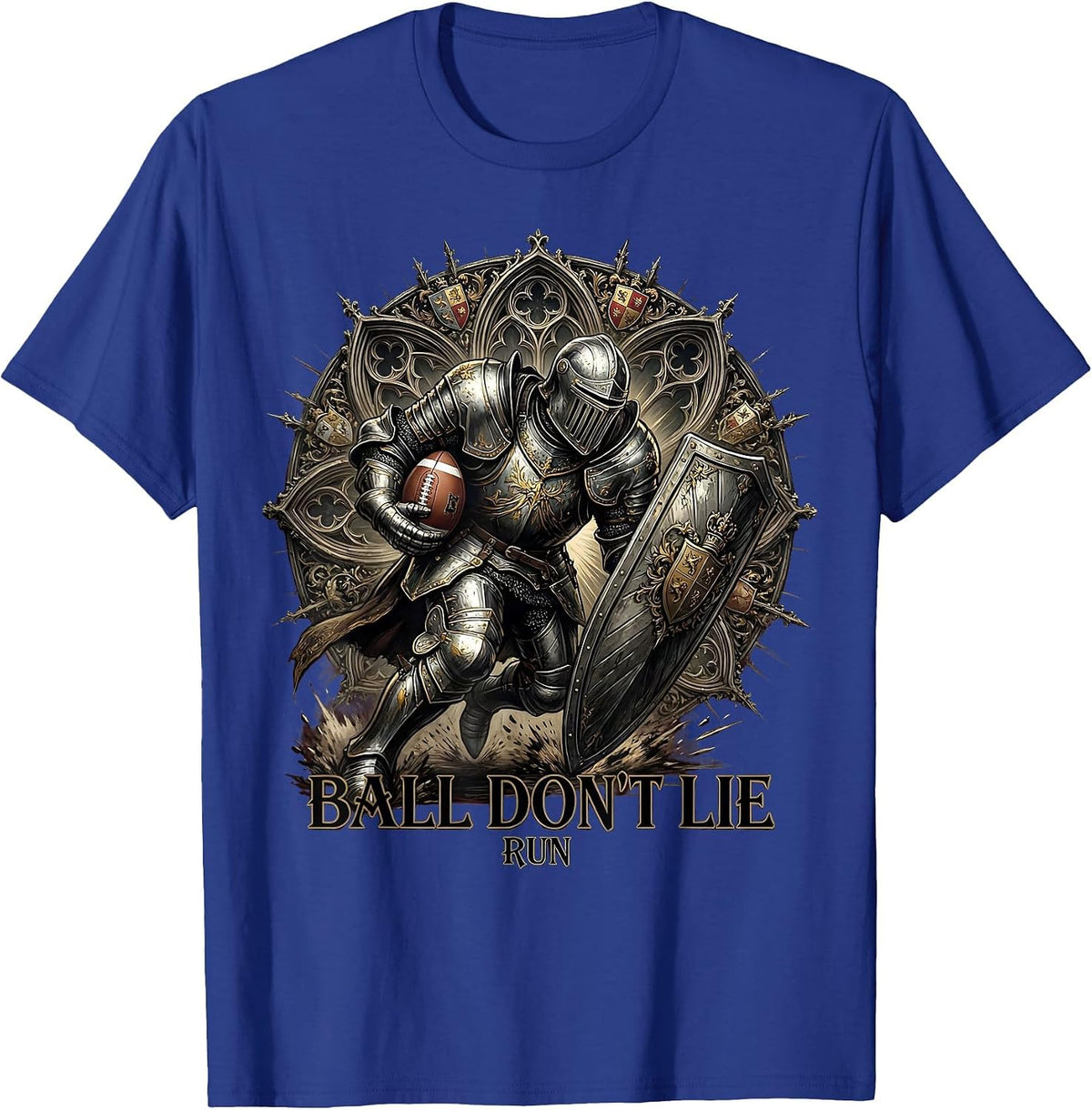 Run The Dang Ball Football Graphic Design T-Shirt - Royal Blue