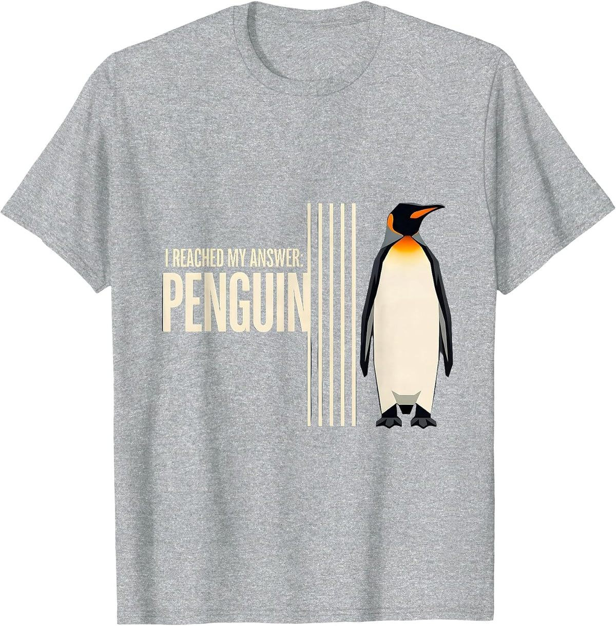 Men's I Reached My Answer: Penguin Funny Penguin Lover Animal T-Shirt - Heather Grey
