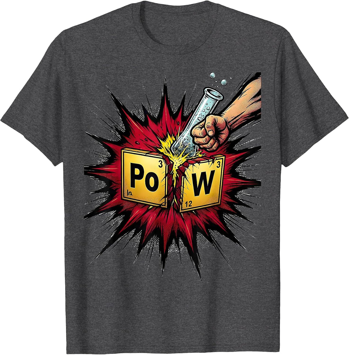 PoW Comic Book Periodic Table Chemistry Pun Science Geek T-Shirt - Dark Heather Grey