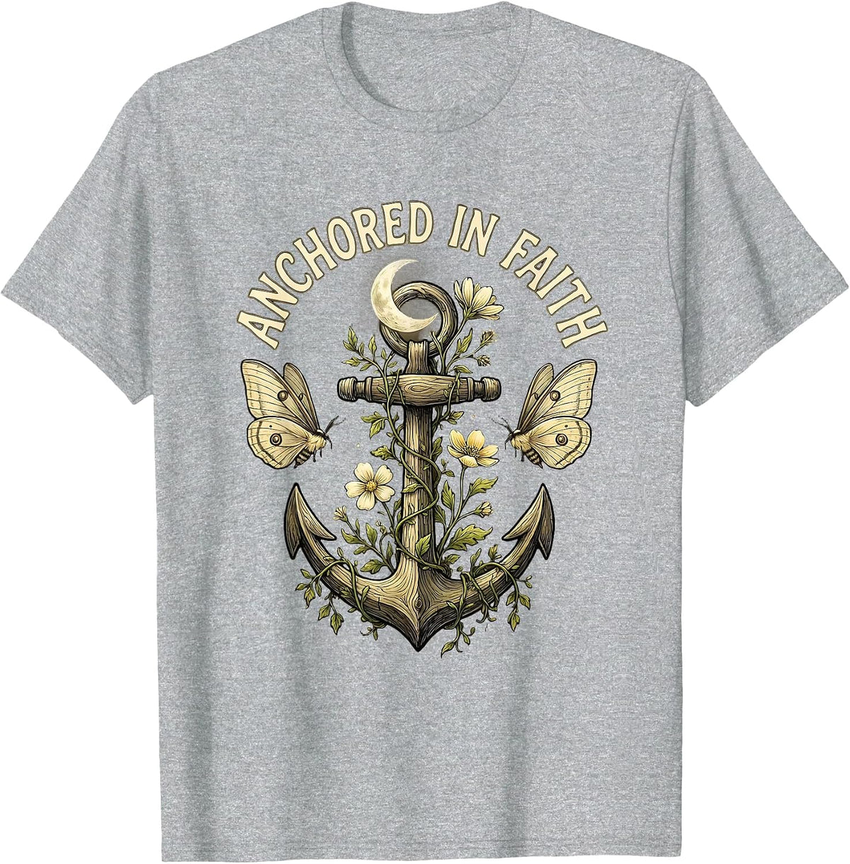 Men's Anchored in Faith Faith Over Fear Design T-Shirt - Heather Grey
