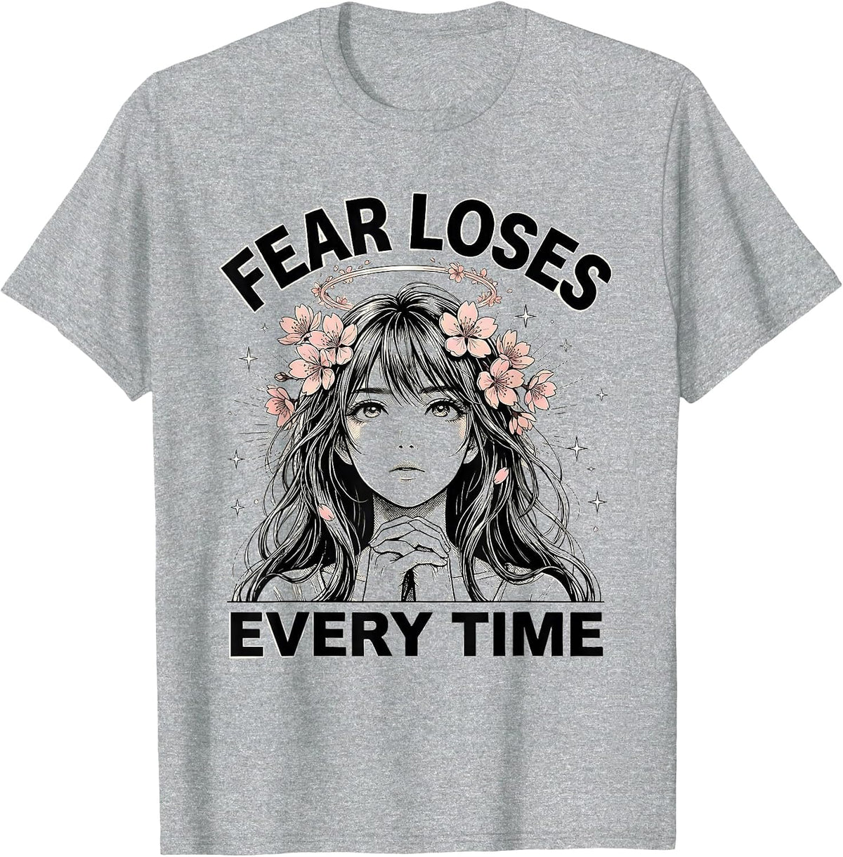 Men's Fear Loses Every Time Faith Over Fear Design T-Shirt - Heather Grey