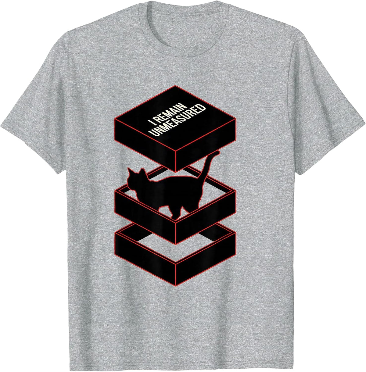Men's I Remain Unmeasured Funny Quantum Physics Science Geek T-Shirt - Heather Grey