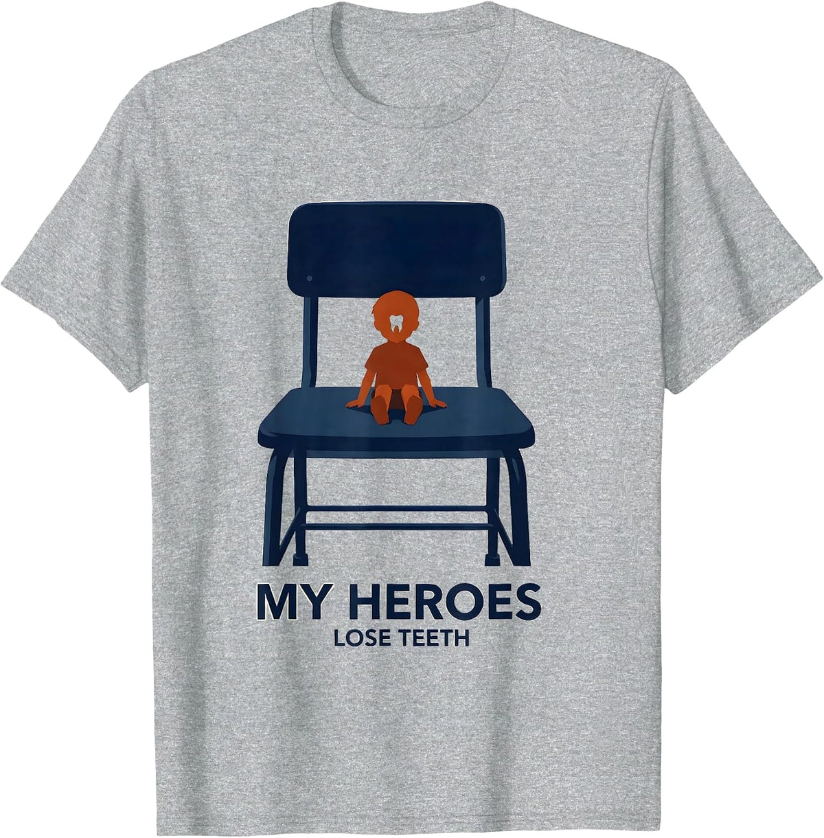 Men's My Heroes Lose Teeth Funny Teacher Superhero School Start T-Shirt - Heather Grey