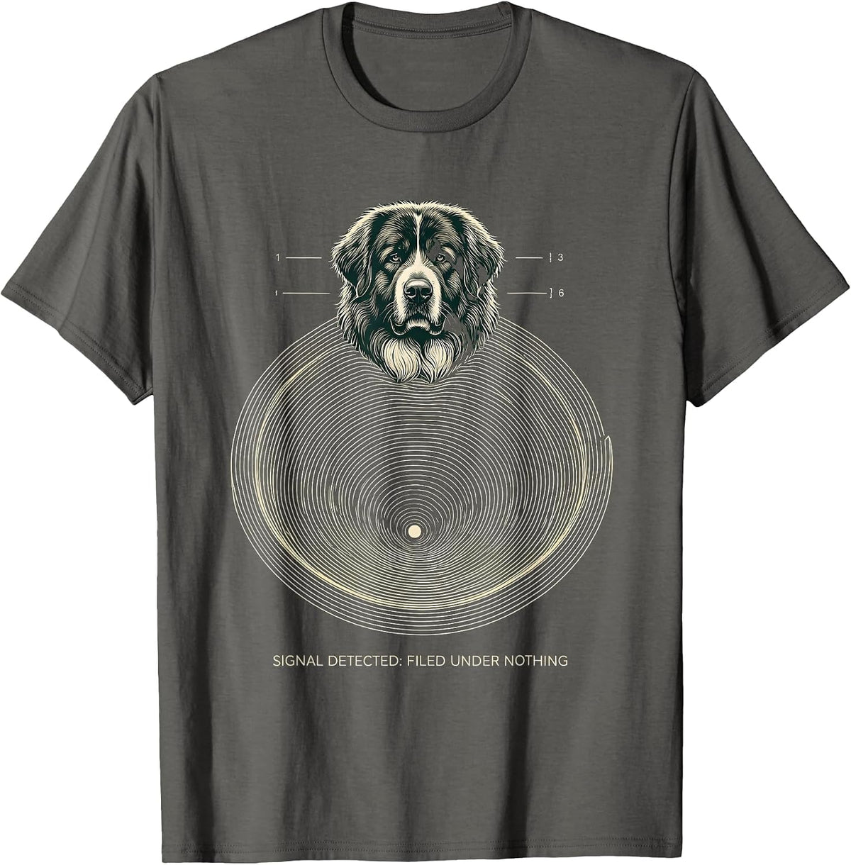 Signal Detected: Filed Under Nothing Funny Great Pyrenees T-Shirt - Asphalt Grey