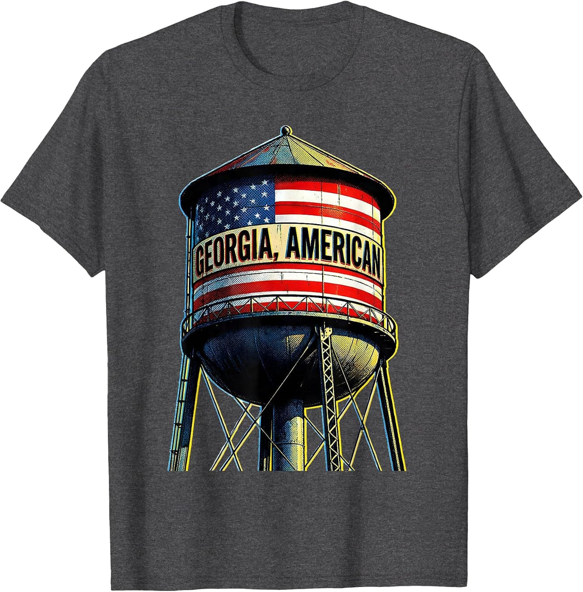 Georgia American Pop Art Patriotic Faith Over Fear Prayer T-Shirt - Dark Heather Grey