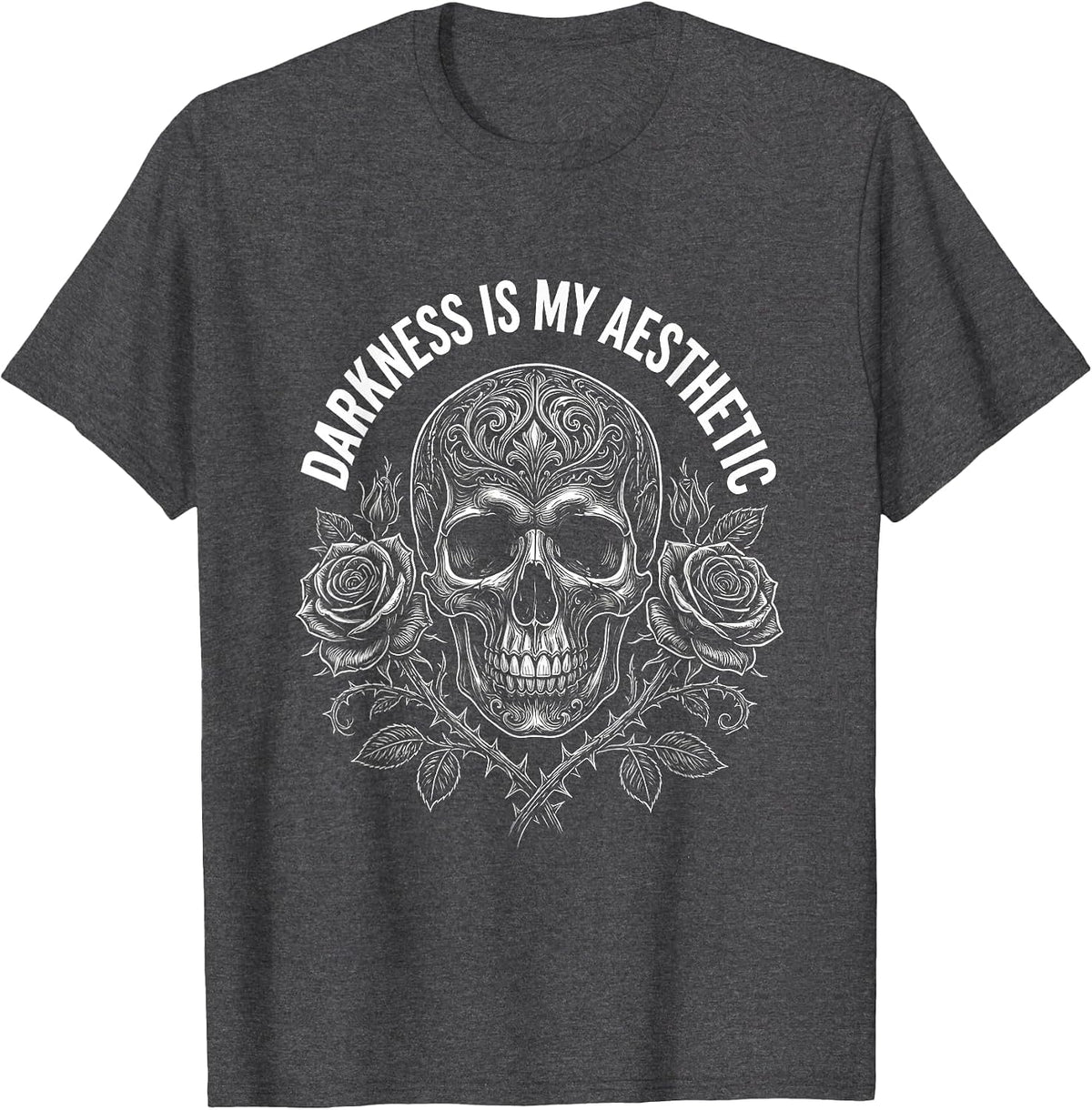 Darkness Is My Aesthetic Goth Design T-Shirt - Dark Heather Grey