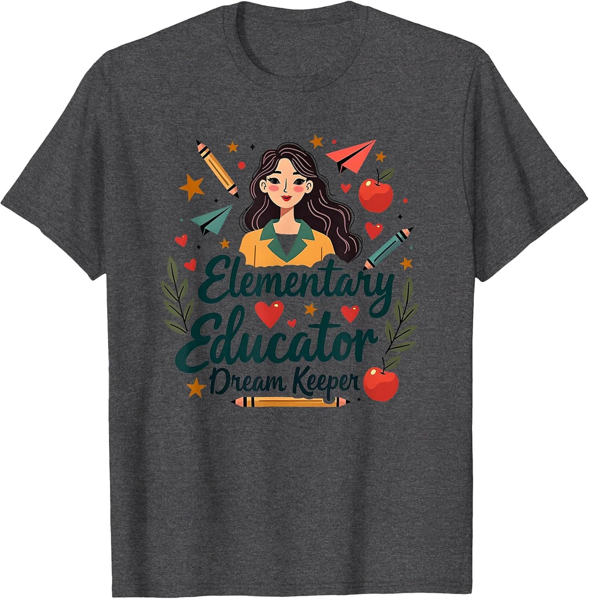 Elementary Educator Dream Keeper Design T-Shirt - Dark Heather Grey