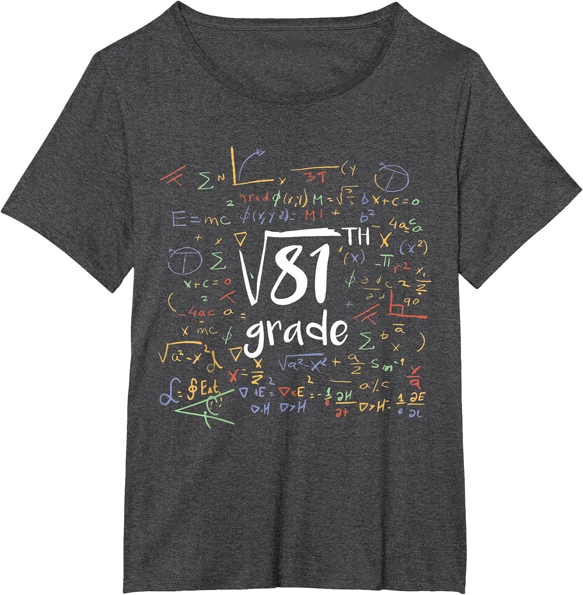 First Day of School 9th Grade Square Root of 81 Math Teacher T-Shirt - Dark Heather Grey