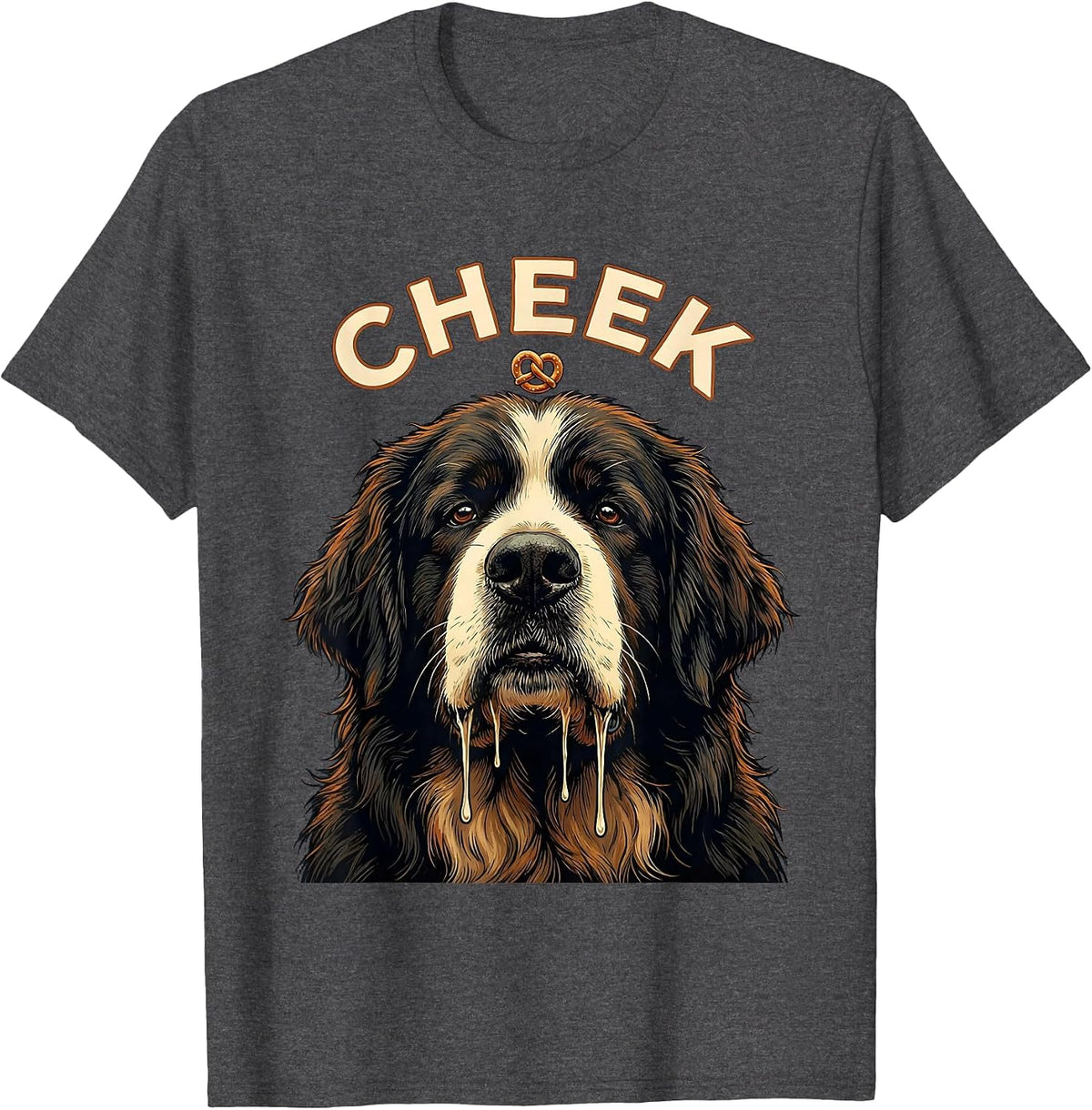 CHEEK Funny Newfoundland Dog Jowls Drool Dog Mom Dog Dad T-Shirt - Dark Heather Grey