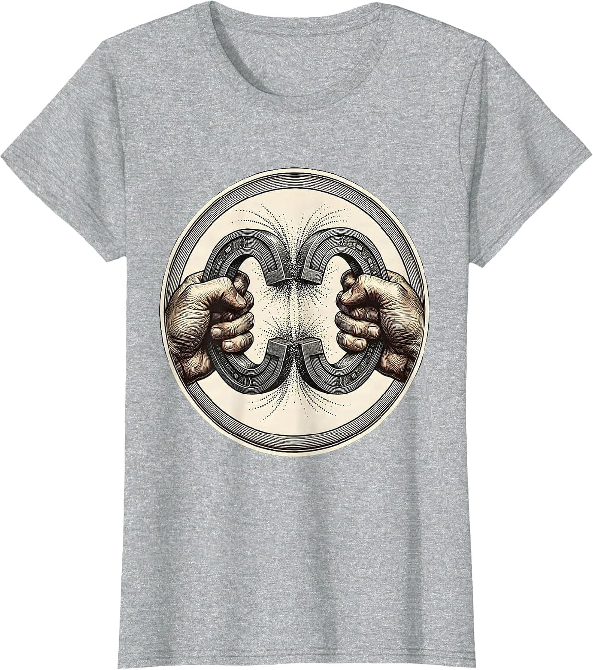 Science Teacher Magnet Illustration Gift T-Shirt - Heather Grey