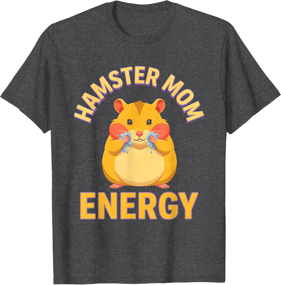 Men's Hamster Mom Energy Funny Hamster Owner Pet Lover Humor T-Shirt - Dark Heather Grey