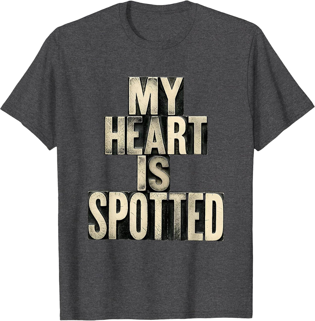 My Heart Is Spotted Dalmatian Dog Lover Design T-Shirt - Dark Heather Grey