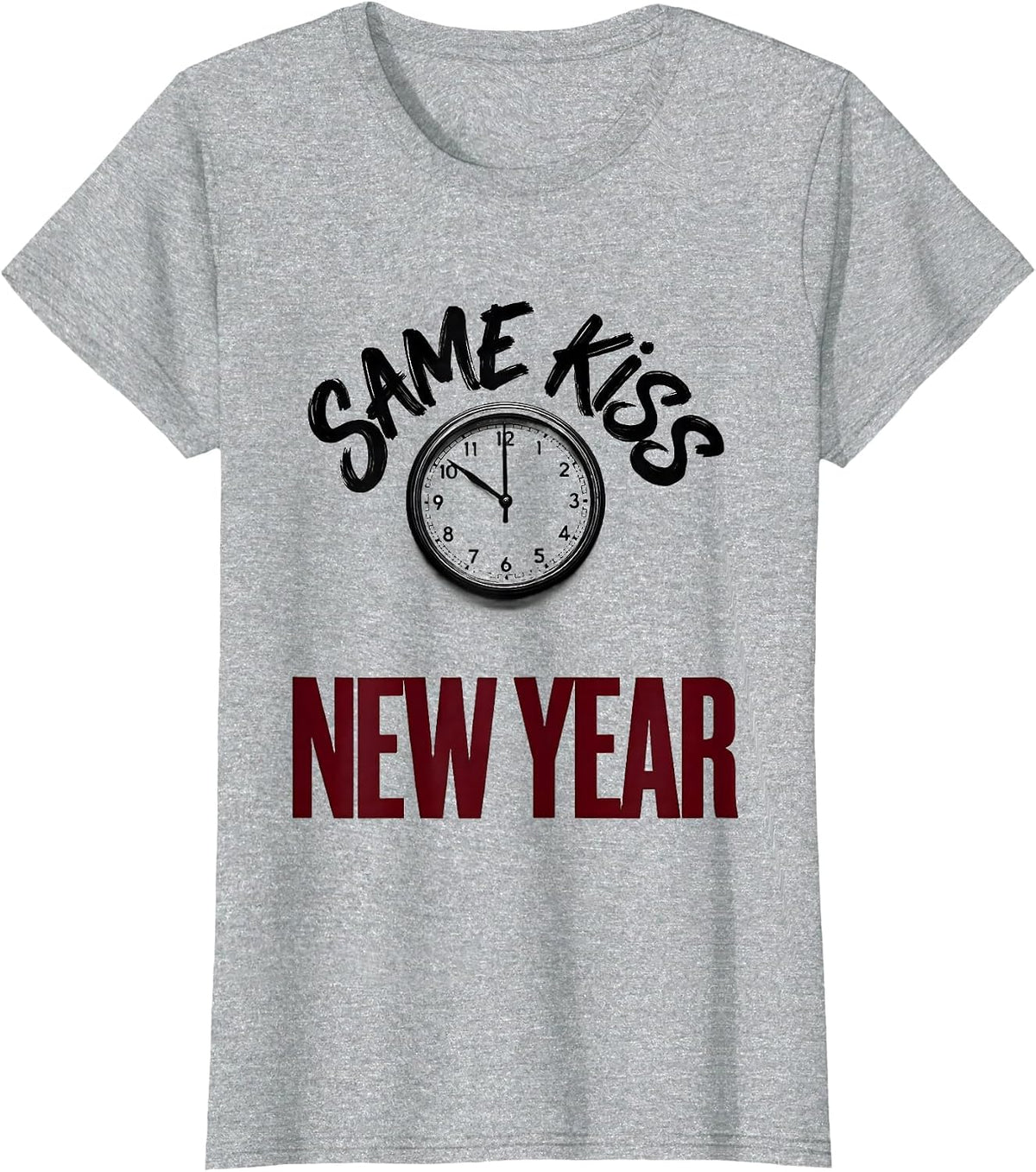 Same Kiss New Year Funny Matching Couple New Years Eve T-Shirt - Heather Grey
