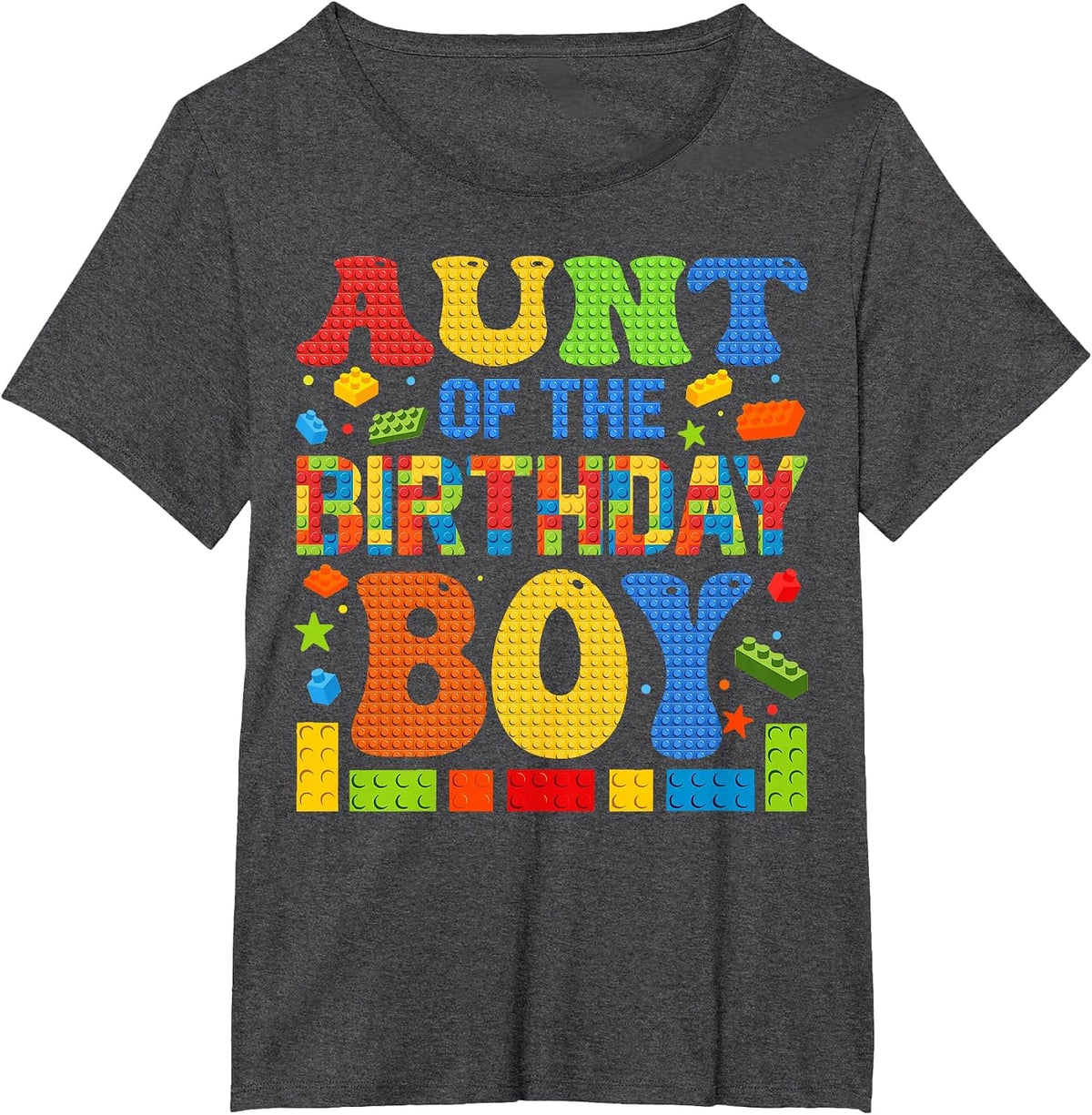 Aunt of The Birthday Boy Building Block Birthday Party T-Shirt - Dark Heather Grey