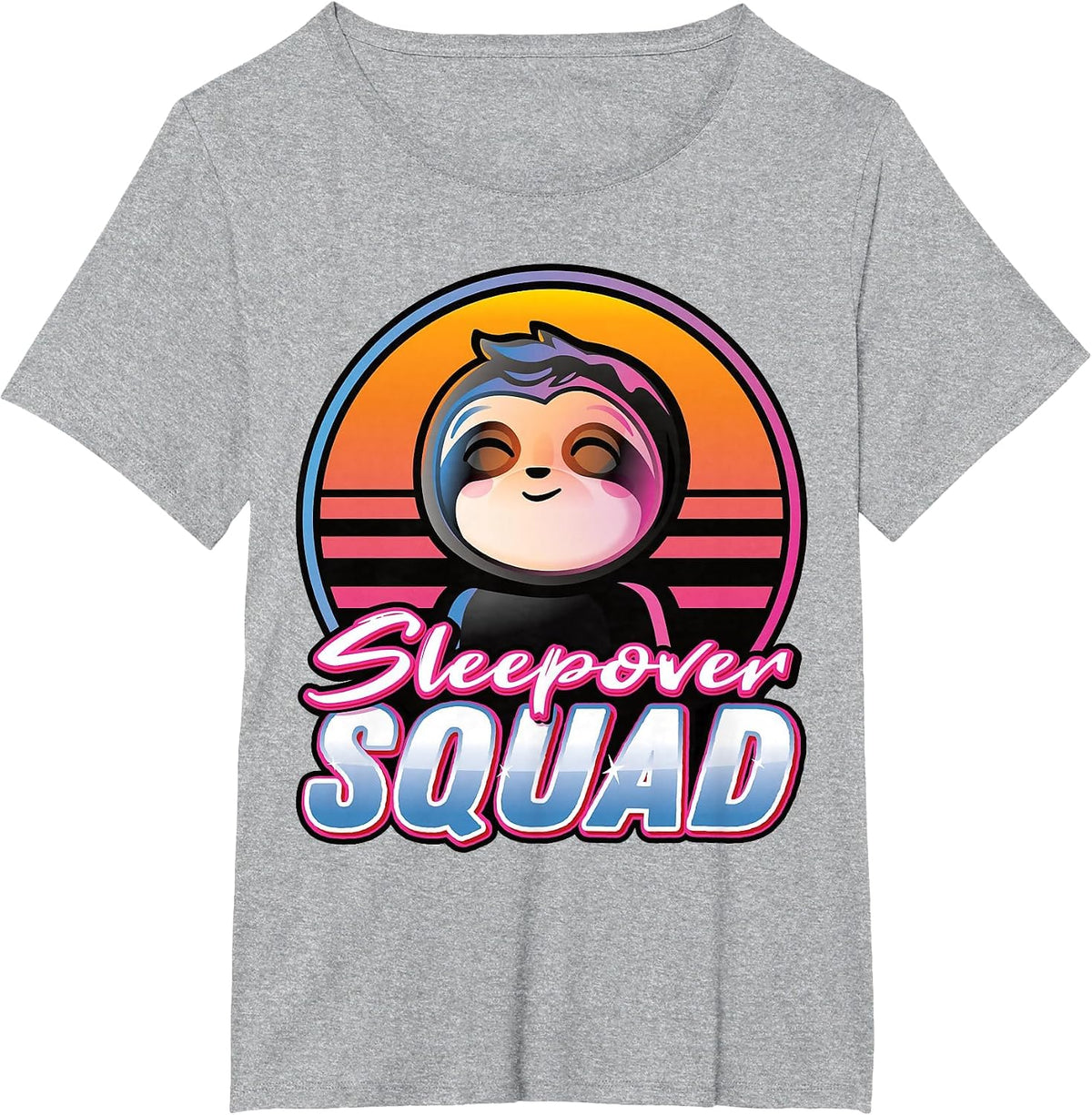 Sleepover Squad Slumber Party Overnight Sloth Pajama T-Shirt - Heather Grey