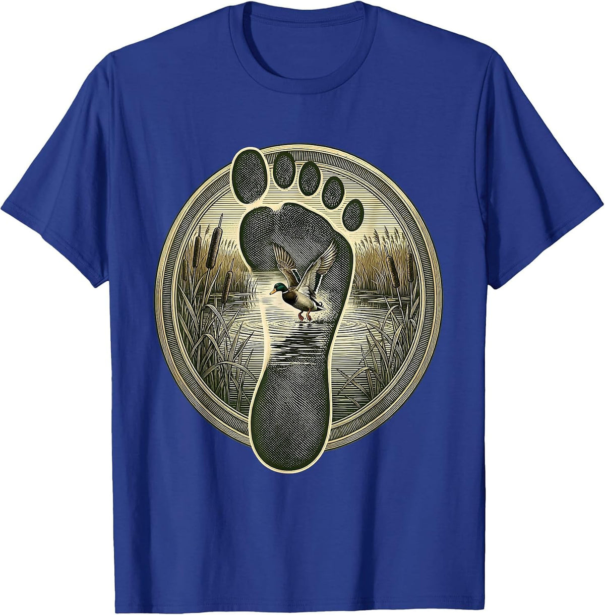 Men's Duck Camo Marsh Scene Duck Footprint Graphic T-Shirt - Royal Blue