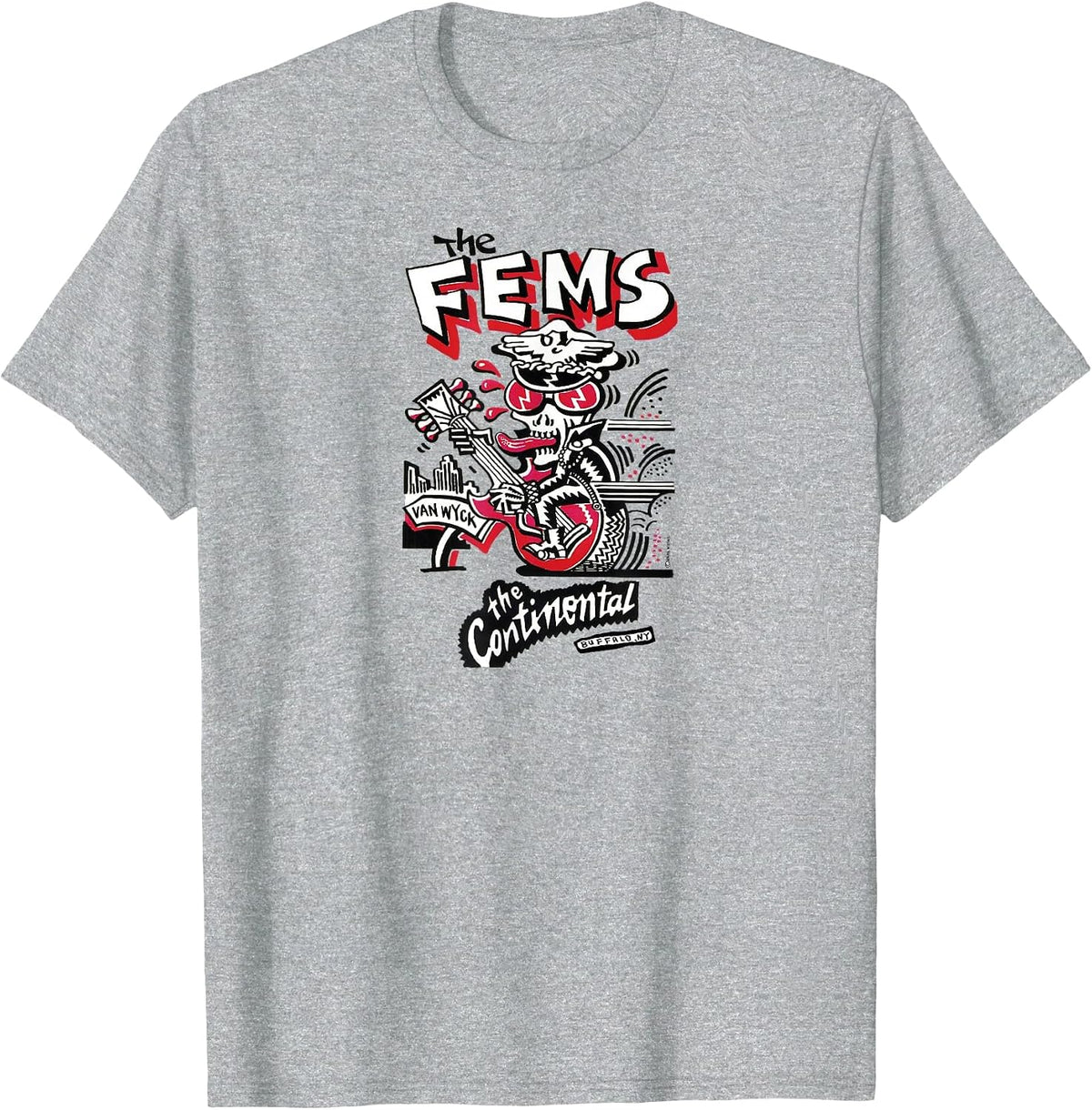 The Fems Continental Retro 80s Concert Poster T-Shirt - Heather Grey