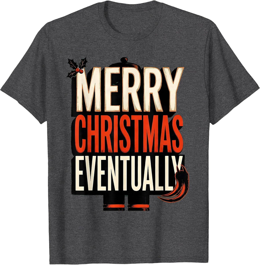 Men's Merry Christmas Eventually Funny Sloth Lover Holiday Humor T-Shirt - Dark Heather Grey