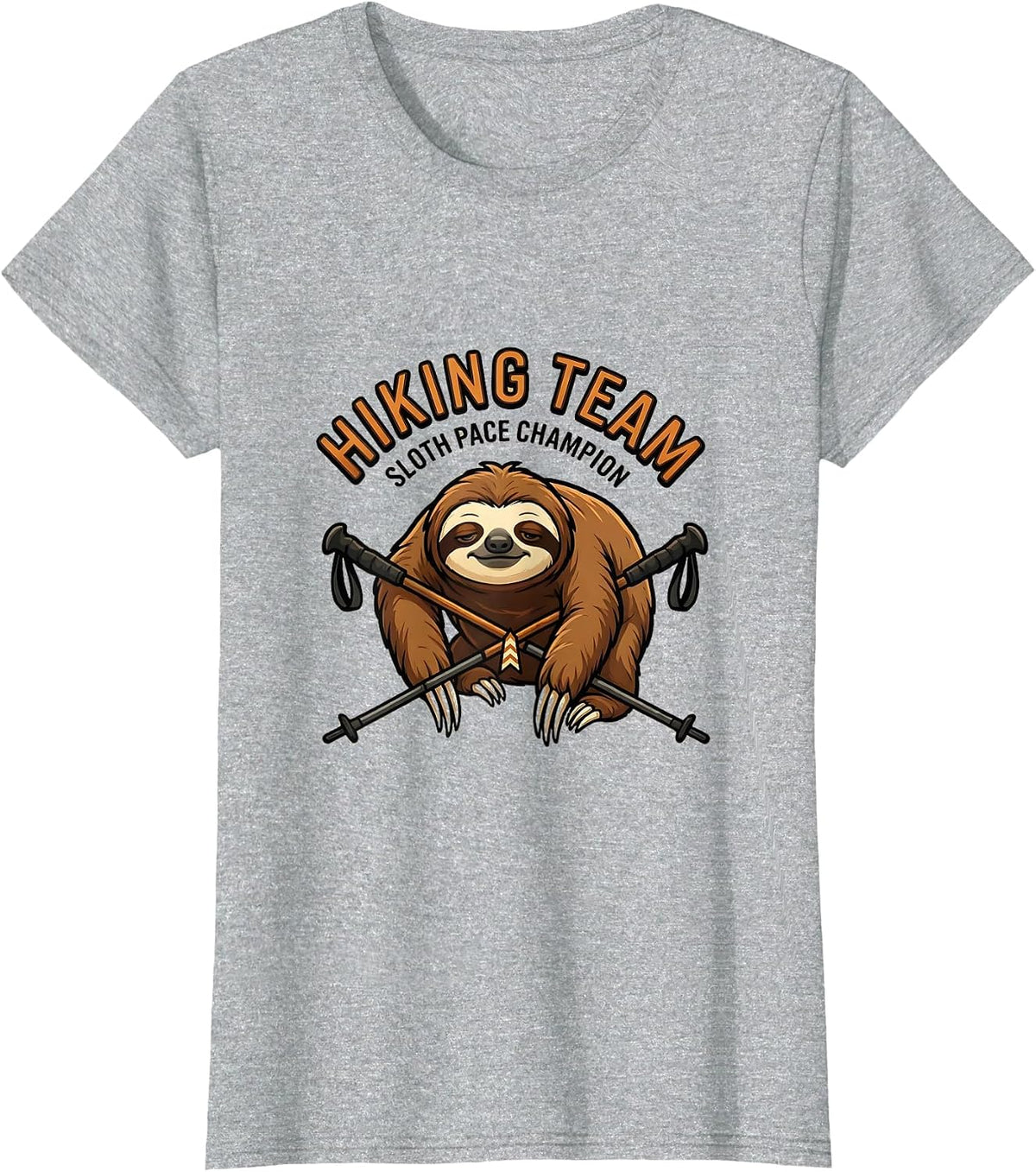 Hiking Team Sloth Pace Champion Funny Sloth Lover Humor T-Shirt - Heather Grey