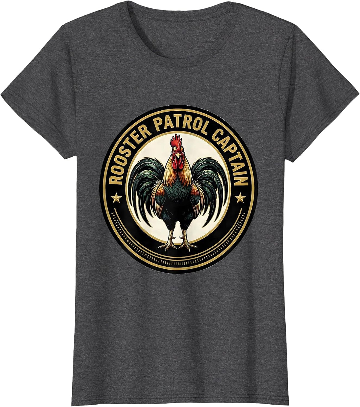 Women's Rooster Patrol Captain Funny Pheasant Hunter Hunting Gift T-Shirt - Dark Heather Grey
