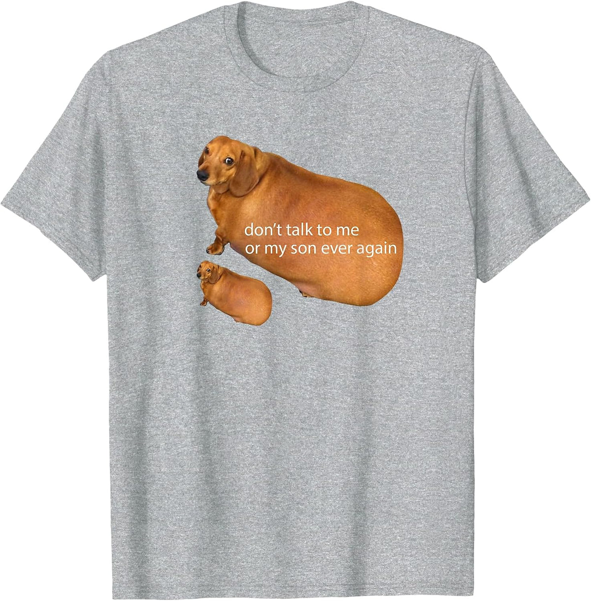 Don't Talk to Me Or My Son Ever Again Funny Dachshund Meme T-Shirt - Heather Grey