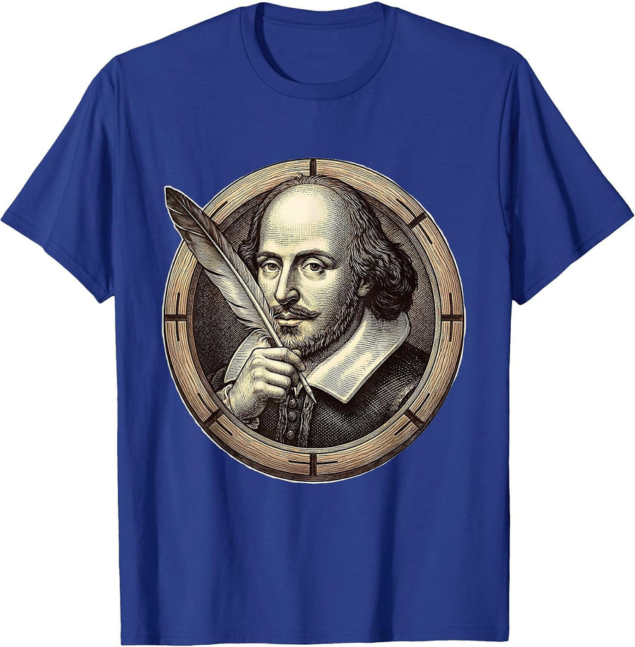 Shakespeare Bust Literary Humor Theater Fan Gift T-Shirt - Royal Blue