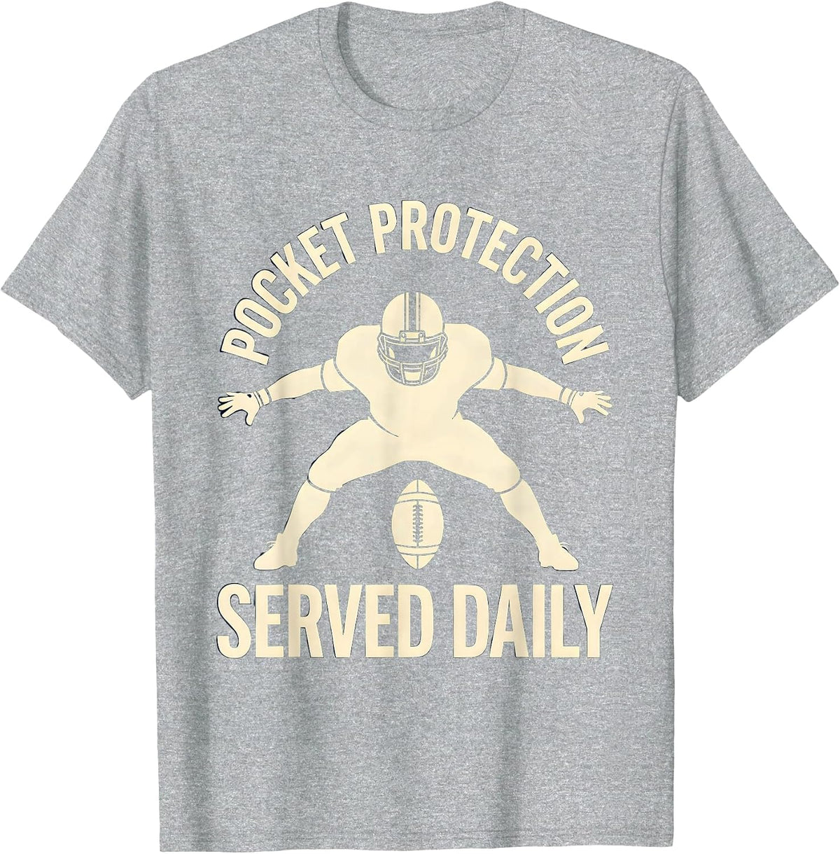 Men's Pocket Protection Served Daily Funny Football Lineman T-Shirt - Heather Grey