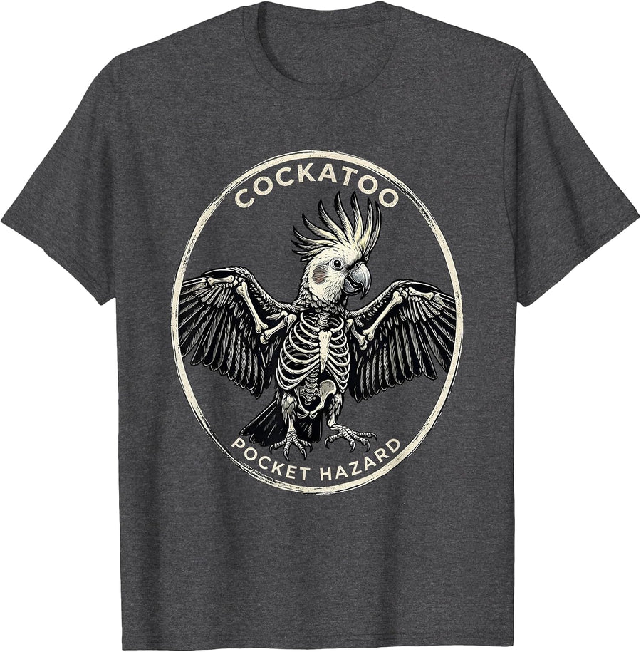 Men's Cockatoo Pocket Hazard Funny Cockatiel Bird Lover Gift T-Shirt - Dark Heather Grey