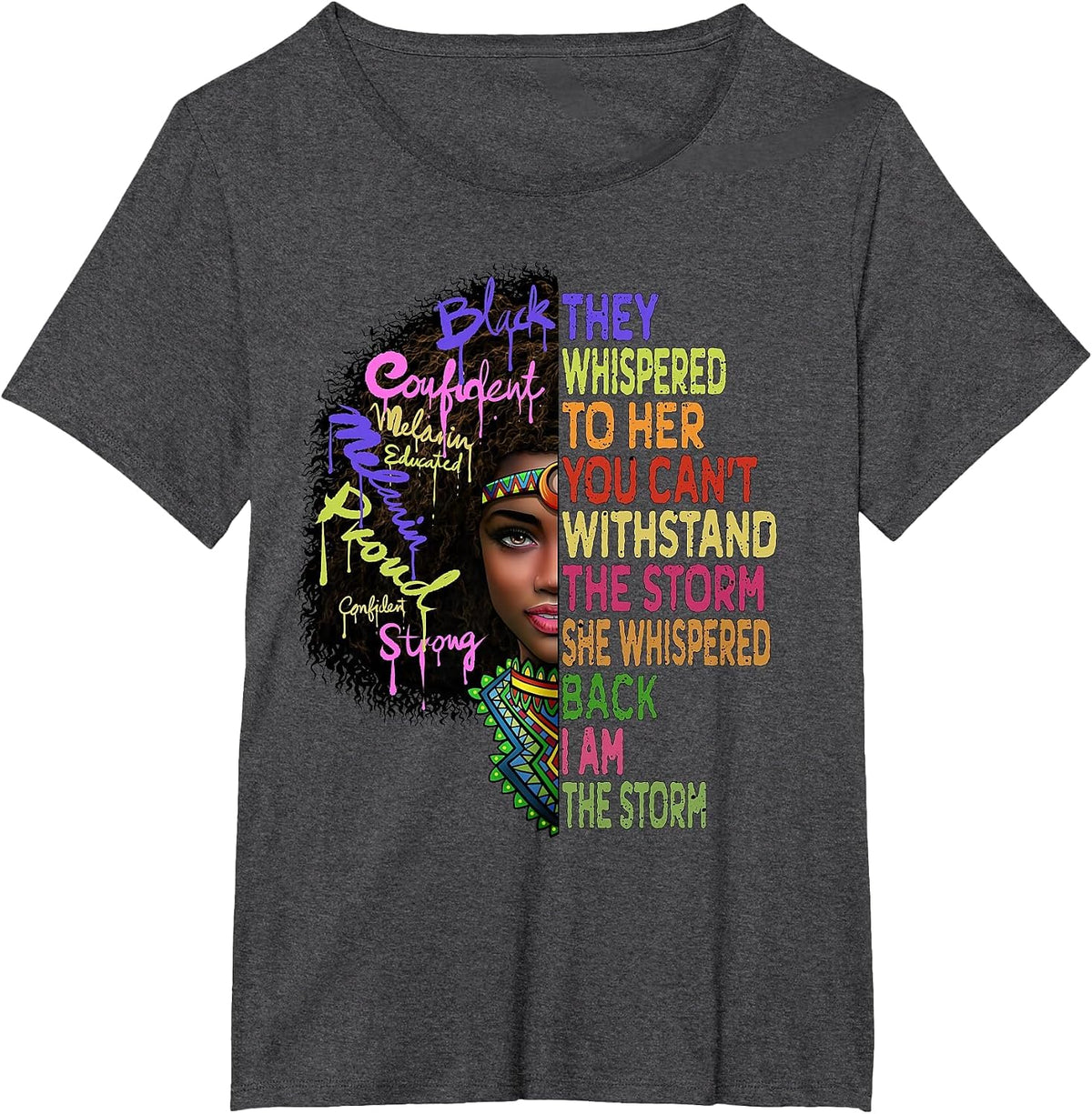 African Women I Am The Storm Black History Month Women T-Shirt - Dark Heather Grey