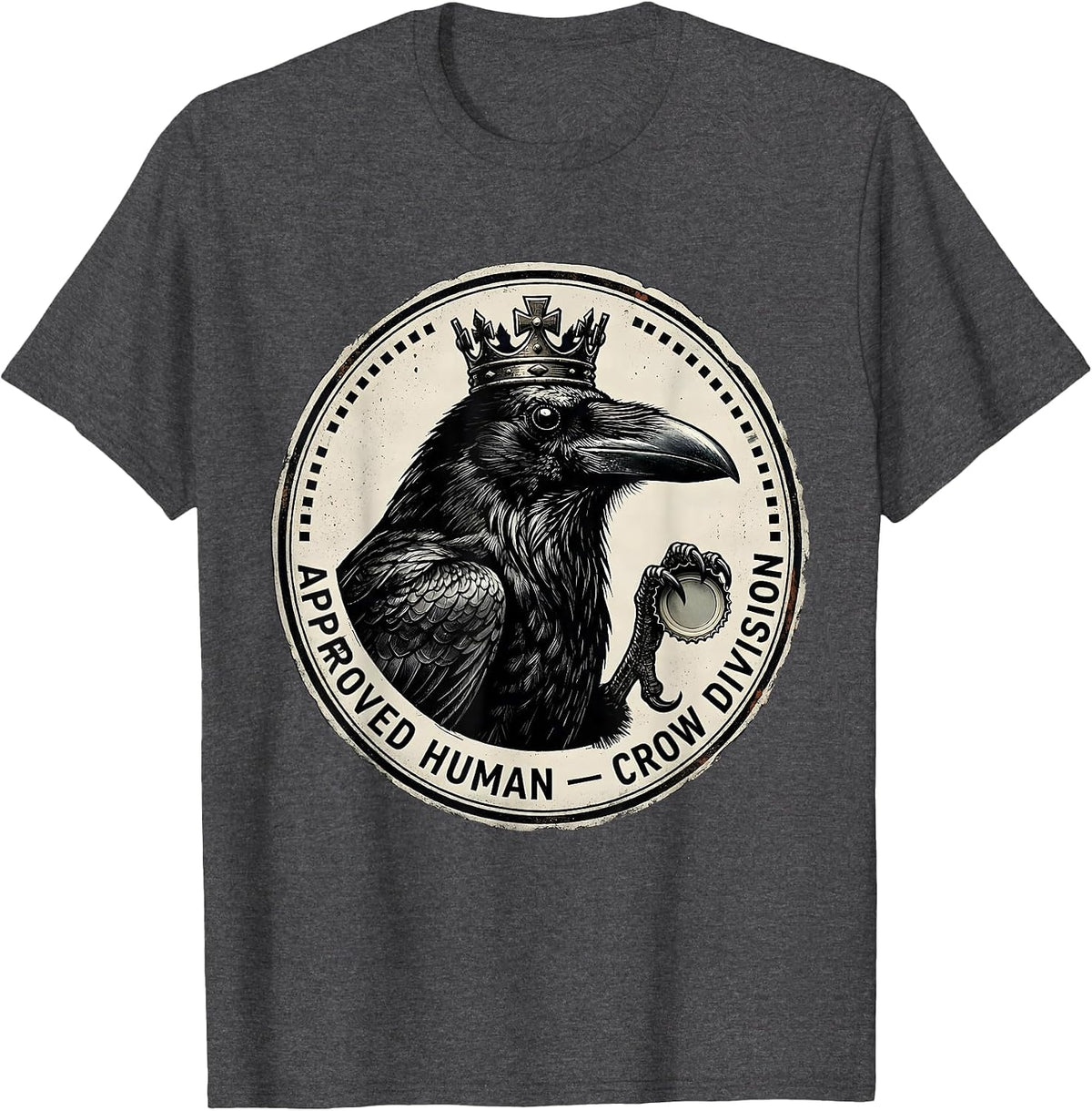 Approved Human — Crow Division Funny Crow F-Caw-F Gothic T-Shirt - Dark Heather Grey