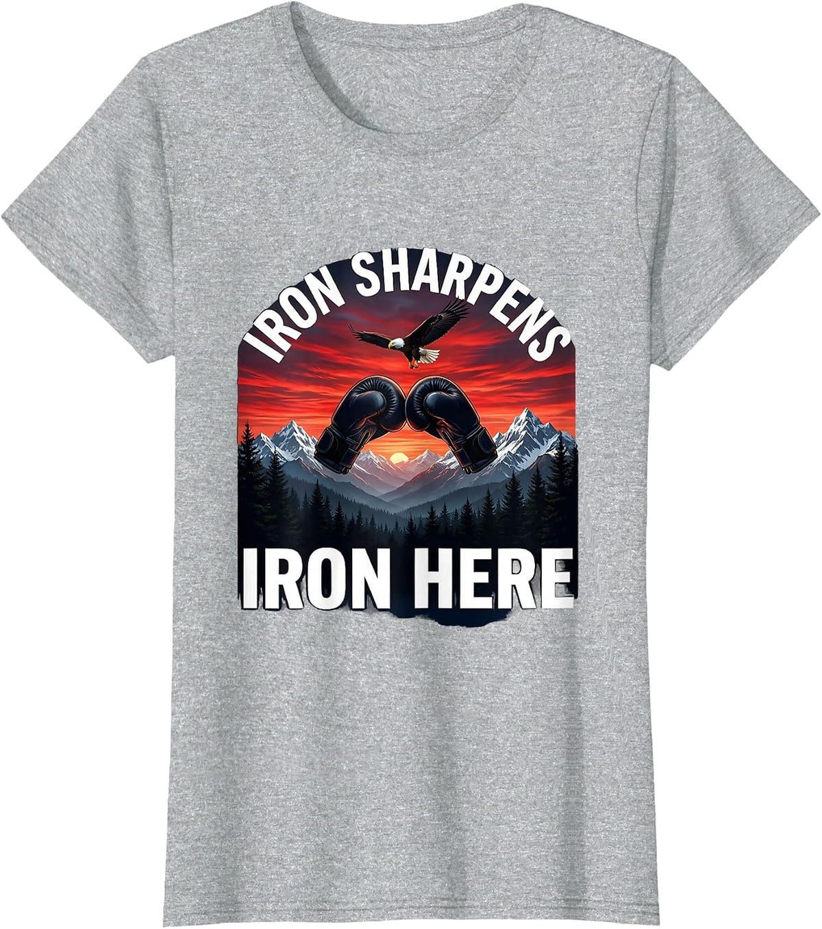 Iron Sharpens Iron Boxing Graphic Design T-Shirt - Heather Grey