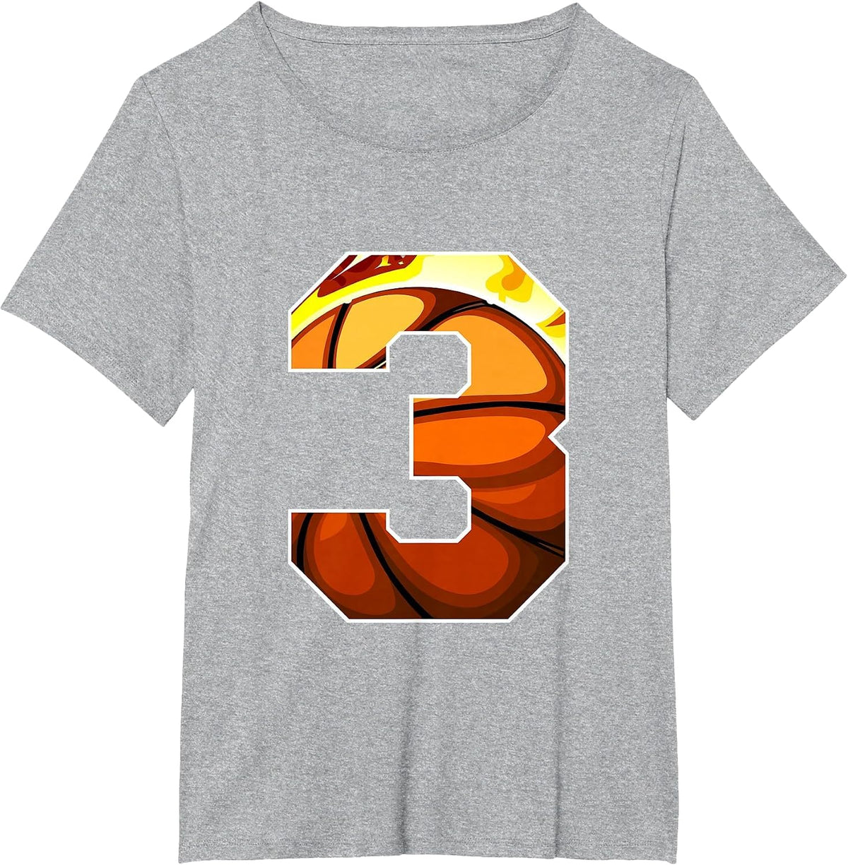 Boys Personalized Custom Number 3 Basketball T-Shirt - Heather Grey