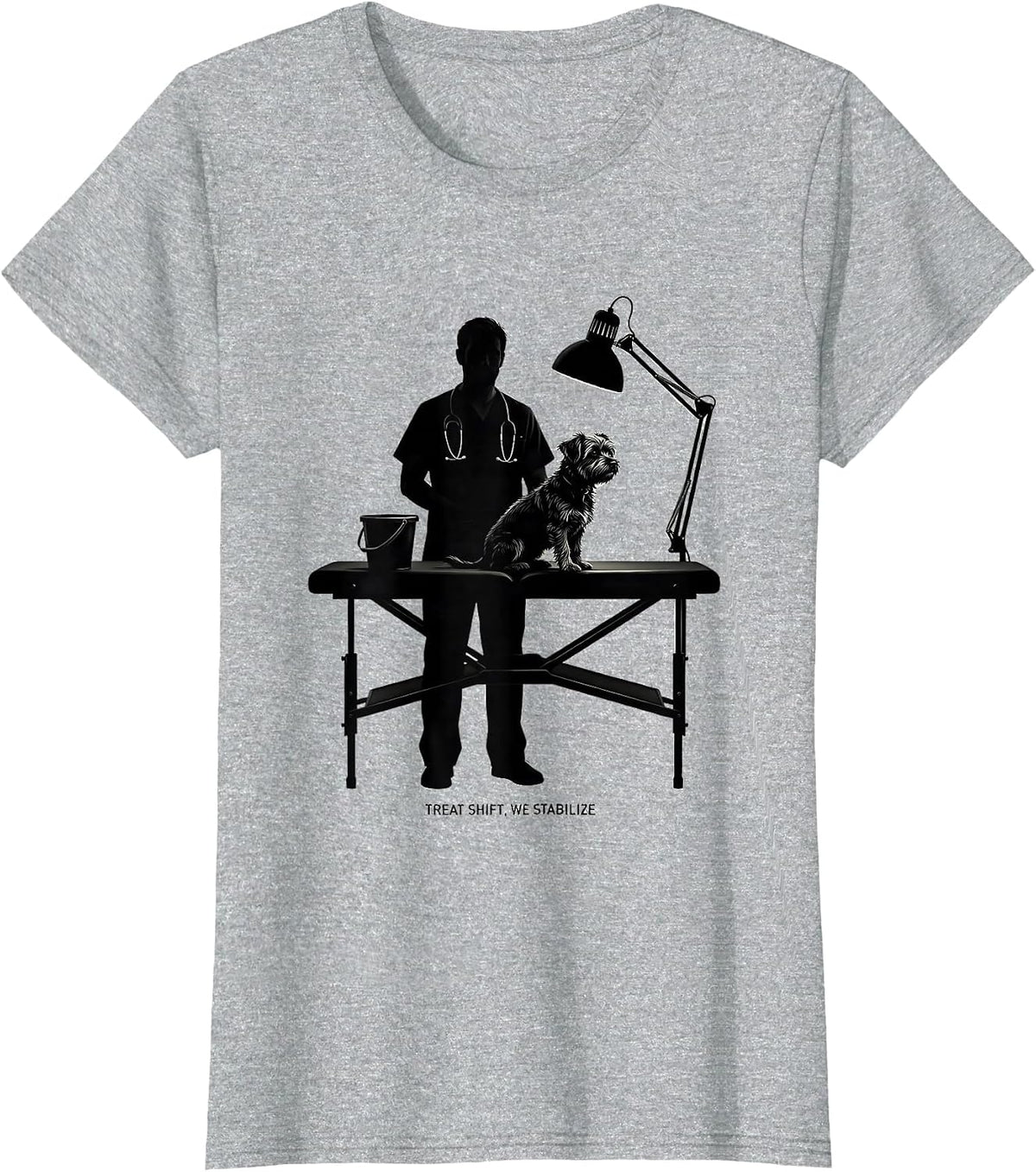 Treat Shift, We Stabilize Funny Vet Tech Halloween Costume T-Shirt - Heather Grey