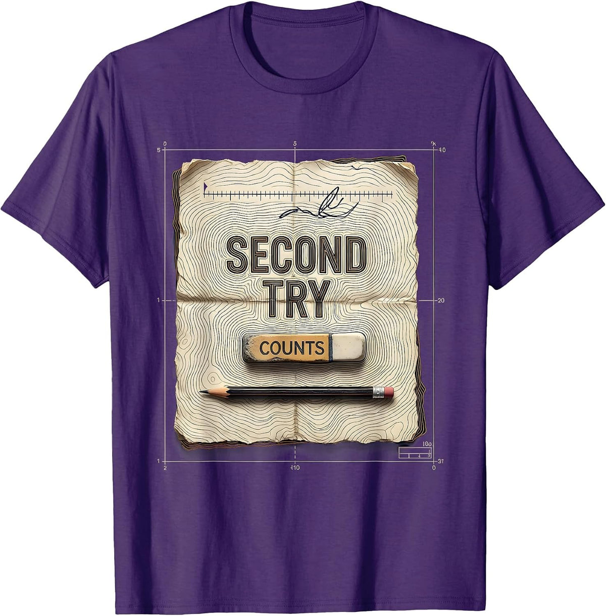 Second Try Counts Growth Mindset Teacher Classroom T-Shirt - Purple