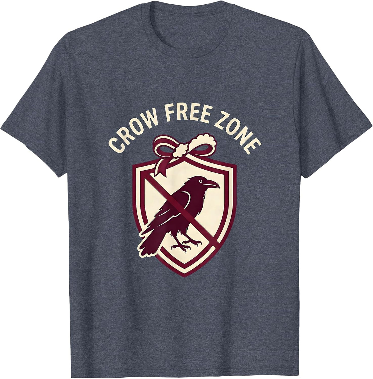 Crow Free Zone Funny Anti-Crow Design T-Shirt - Heather Blue