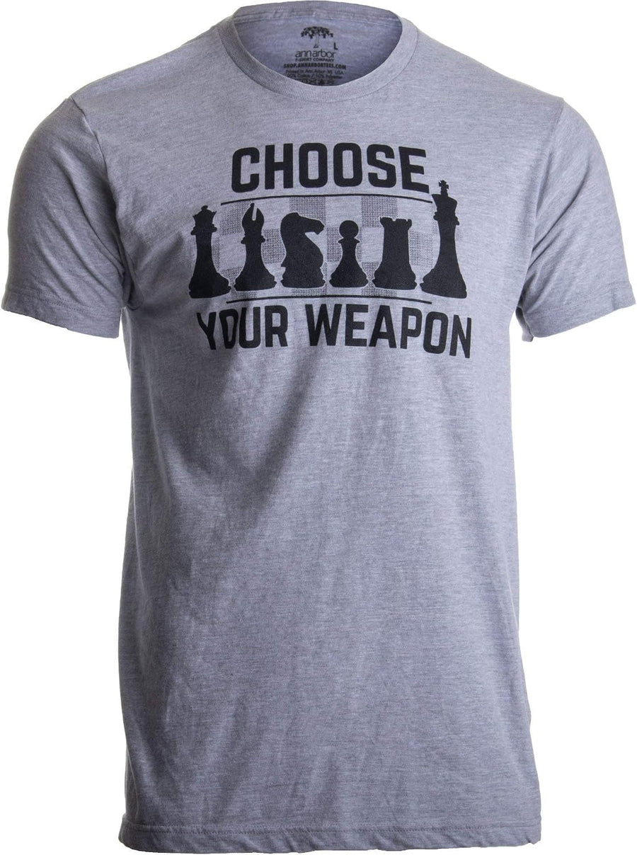 Ann Arbor T-shirt Co. Mens Funny Chess Player Gift Humor Shirt - Sport Grey