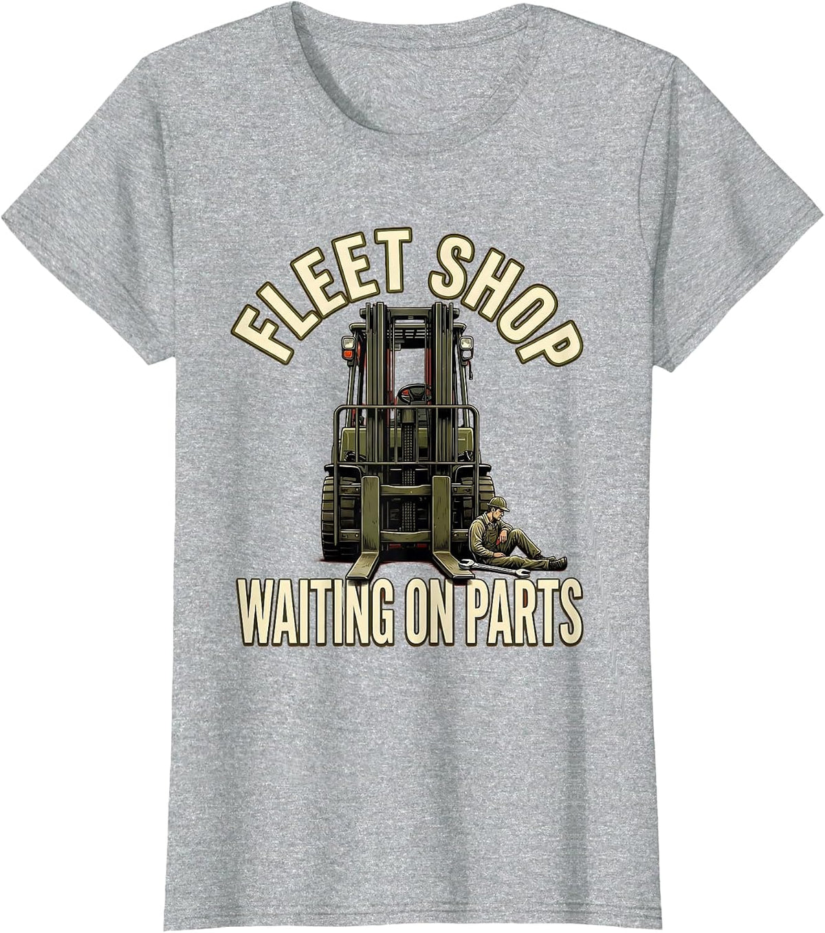 Women's Fleet Shop Waiting On Parts Funny Auto Mechanic Dad T-Shirt - Heather Grey