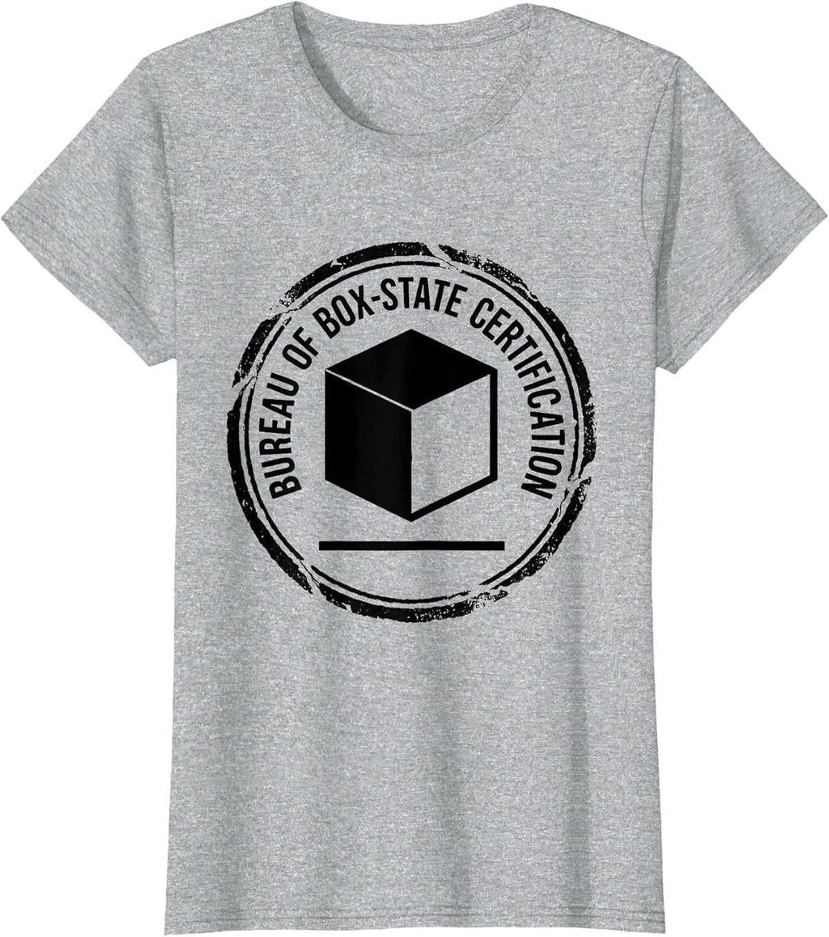 Women's Bureau of Box-State Certification Quantum Physics Humor T-Shirt - Heather Grey