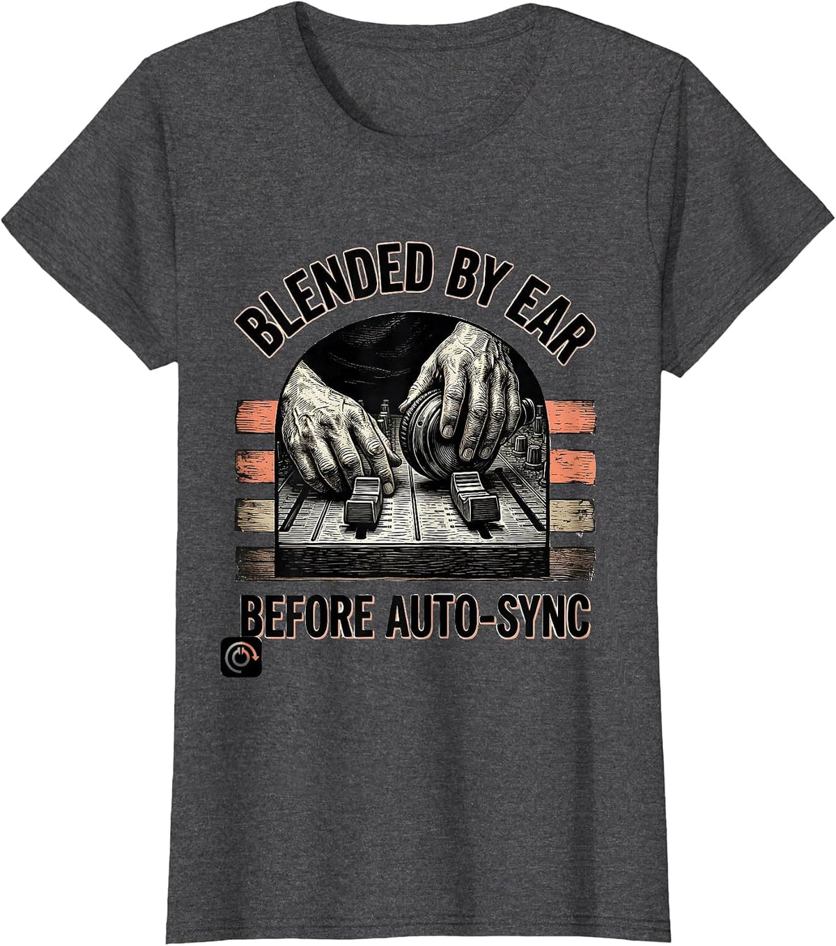Women's Blended By Ear Before Auto-Sync Funny DJ Gift Vintage Retro T-Shirt - Dark Heather Grey