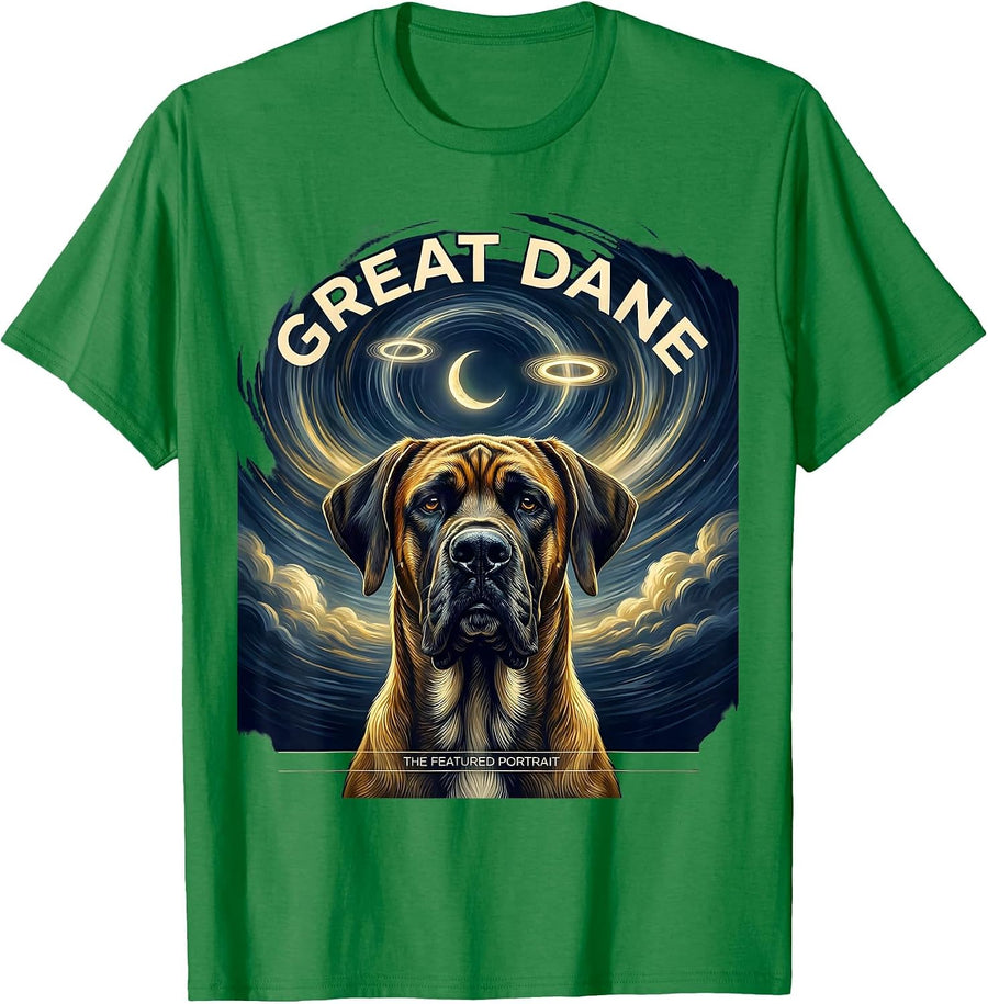 Men's Great Dane The Featured Portrait Whimsical Art Dog Lover T-Shirt - Kelly Green