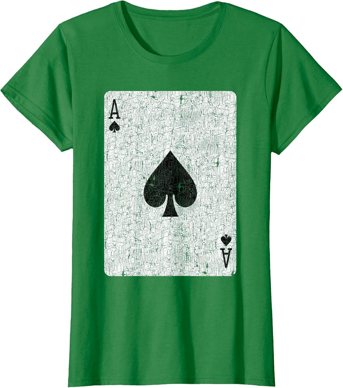 Ace of Spades Card - Poker, Bridge Player, Costume T-Shirt - Kelly Green