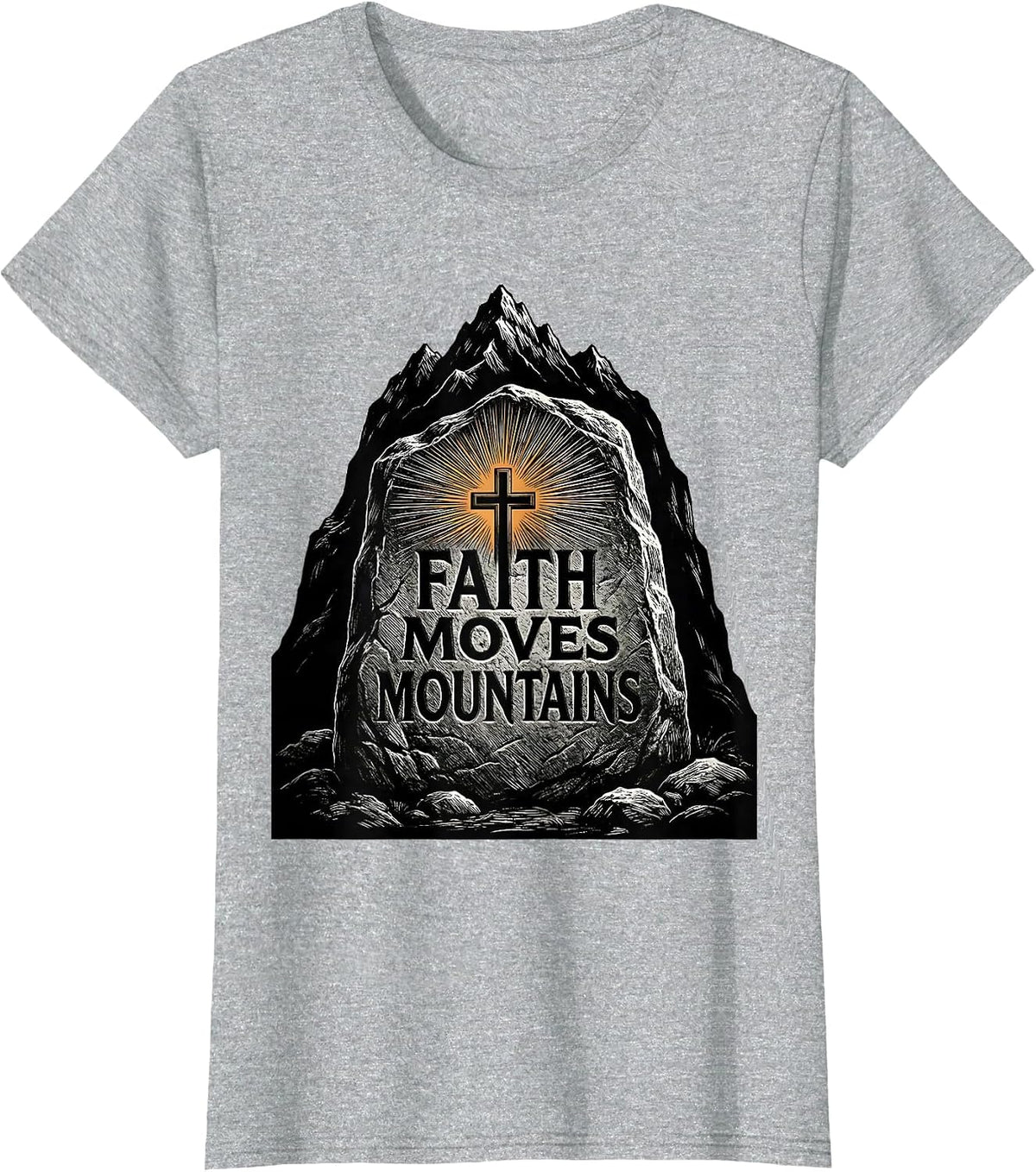Women's Faith Over Fear Faith Moves Mountains Design T-Shirt - Heather Grey