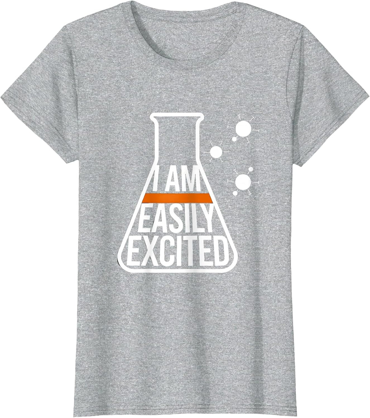 Women's I Am Easily Excited Brutalist Chemistry Nerd Humor Science T-Shirt - Heather Grey