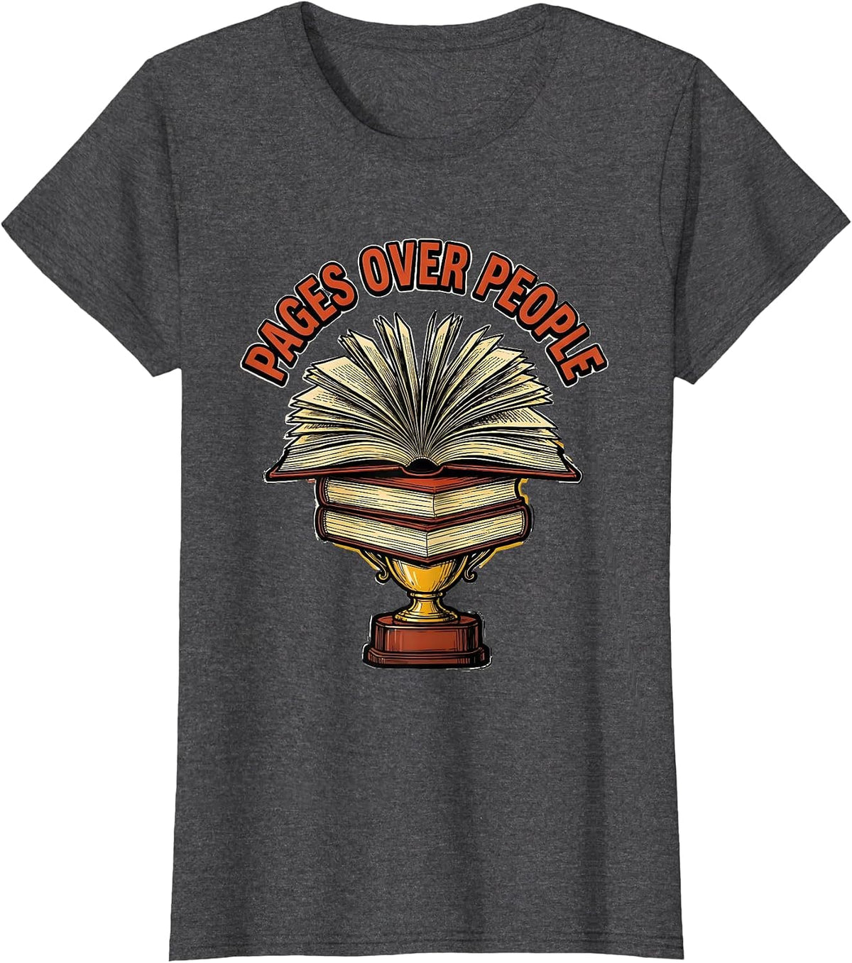 Women's Reading Is My Favorite Sport Pages Over People T-Shirt - Dark Heather Grey
