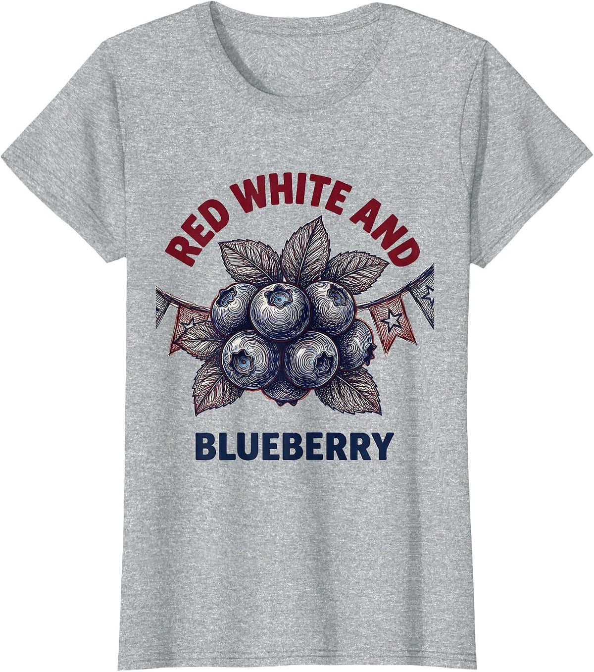 Women's Red White and Blueberry Patriotic Design T-Shirt - Heather Grey
