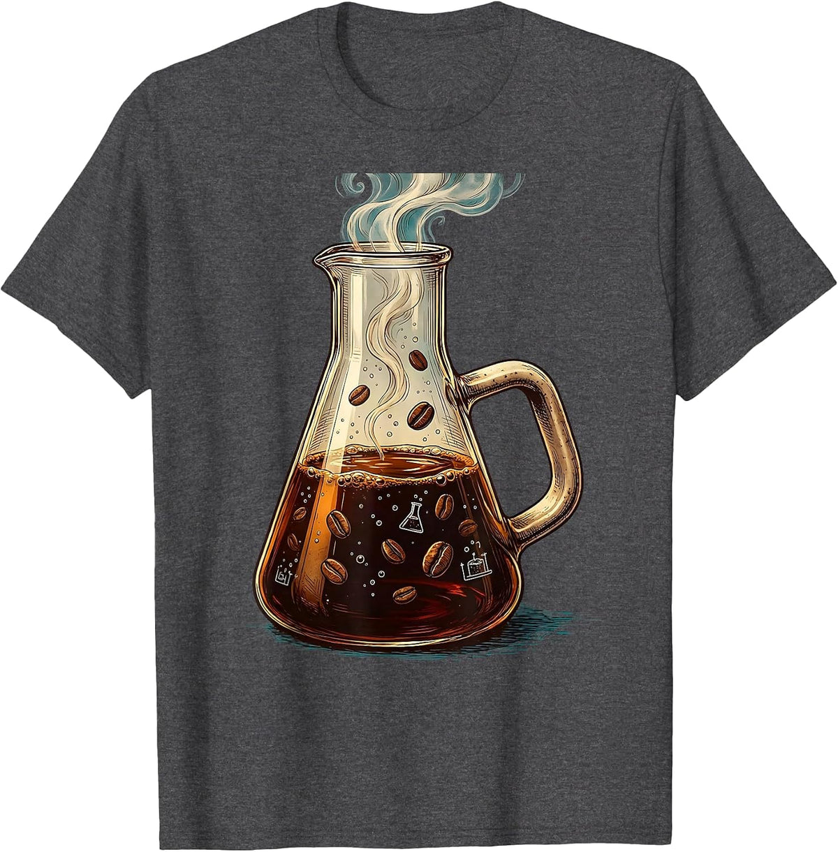 Science Teacher Coffee Erlenmeyer Flask Graphic T-Shirt - Dark Heather Grey