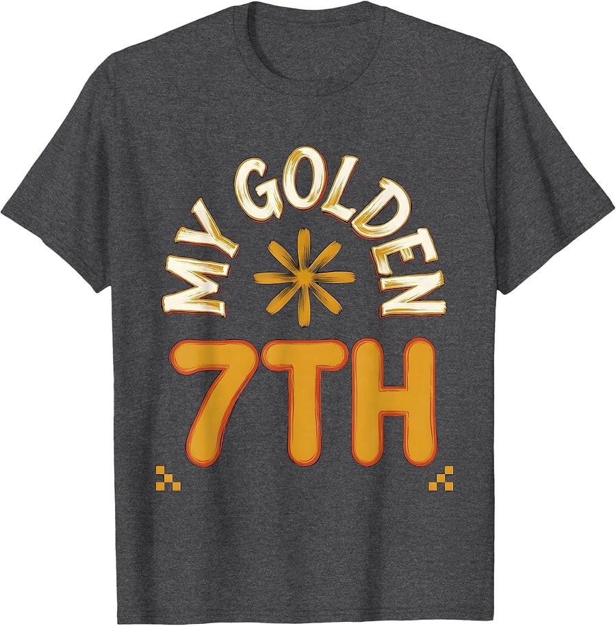 Men's My Golden 7th Sign Painter Showcard Kids Birthday Party T-Shirt - Dark Heather Grey